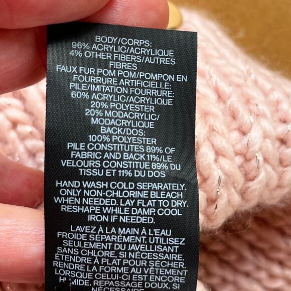 Express Women's Pink Knit Pom Tip Beanie One Size. NEW - Picture 7 of 7